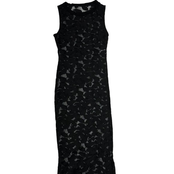 Dresses & Skirts - Sheer Black Floral Print Tank Dress (L)